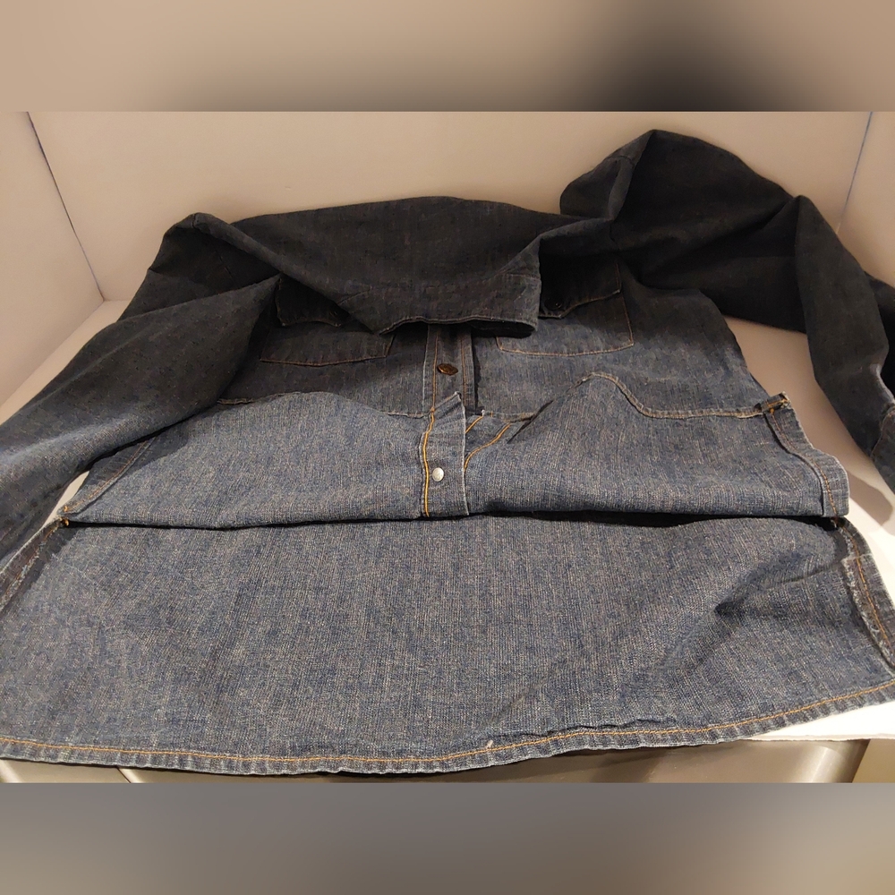 Vintage 1970s Levi’s Big E Denim Shirt Orange Tab Size M Made in USA - Picture 8 of 15